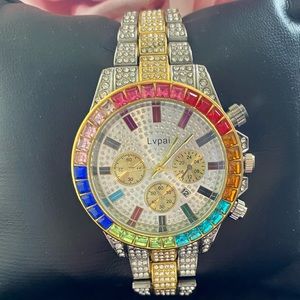 Luxury Watch Men bling Two tone Big Gold silver